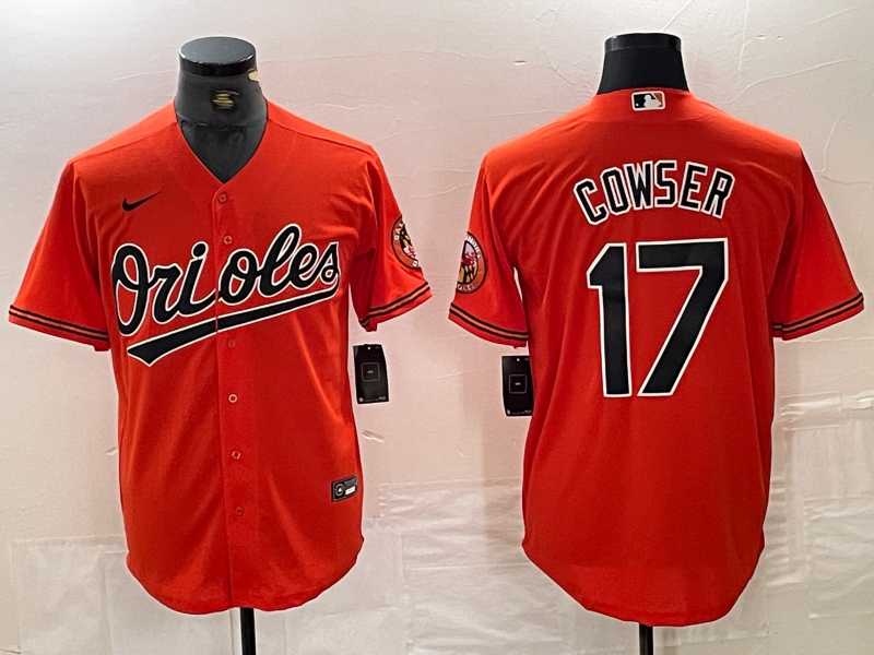 Mens Baltimore Orioles #17 Colton Cowser Orange Cool Base Stitched Jersey